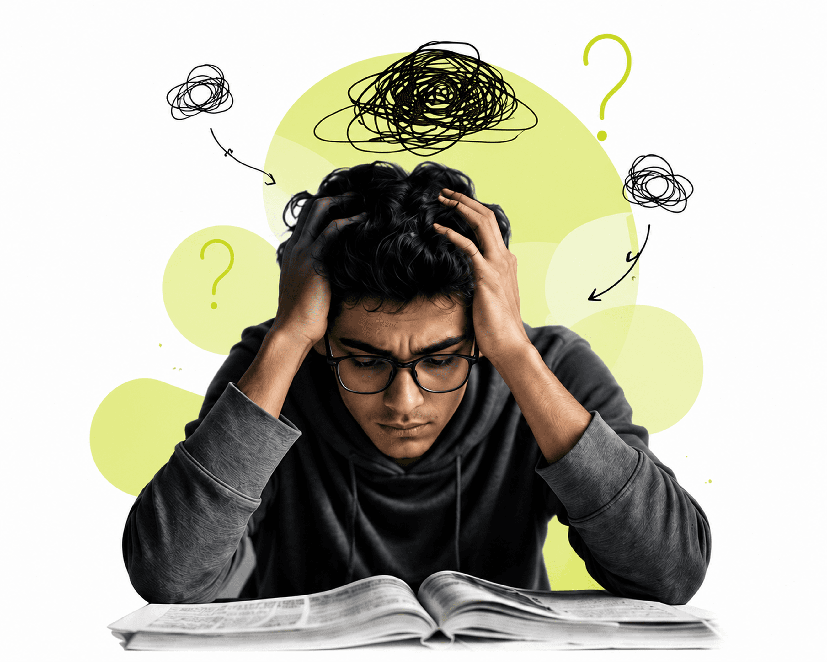 طالب يواجه تحديات المذاكرة